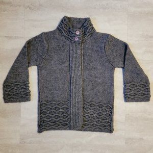 Maryline Made in Italy Gray Thick Knit Top Button Womens Cardigan Large
